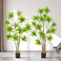 Matorino -Artificial Lemon Tree, Fake Silk Plants, Artificial Ficus Tree, Pre Potted Faux Lemon Tree, Plastic Fruit Tree with Lifelike Leaves and Natural Wood Trunk. Realistic Tall Fake Tree, Artificial Ficus Bush in Brown Plastic Container.