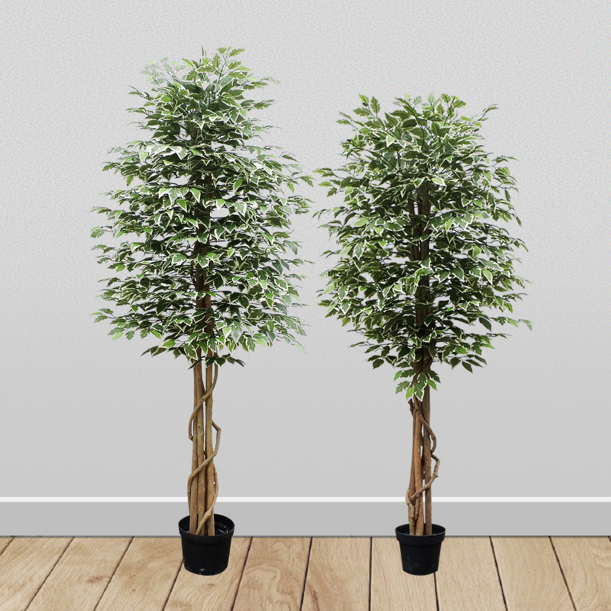 Matorino -Artificial Lemon Tree, Fake Silk Plants, Artificial Ficus Tree, Pre Potted Faux Lemon Tree, Plastic Fruit Tree with Lifelike Leaves and Natural Wood Trunk. Realistic Tall Fake Tree, Artificial Ficus Bush in Brown Plastic Container.