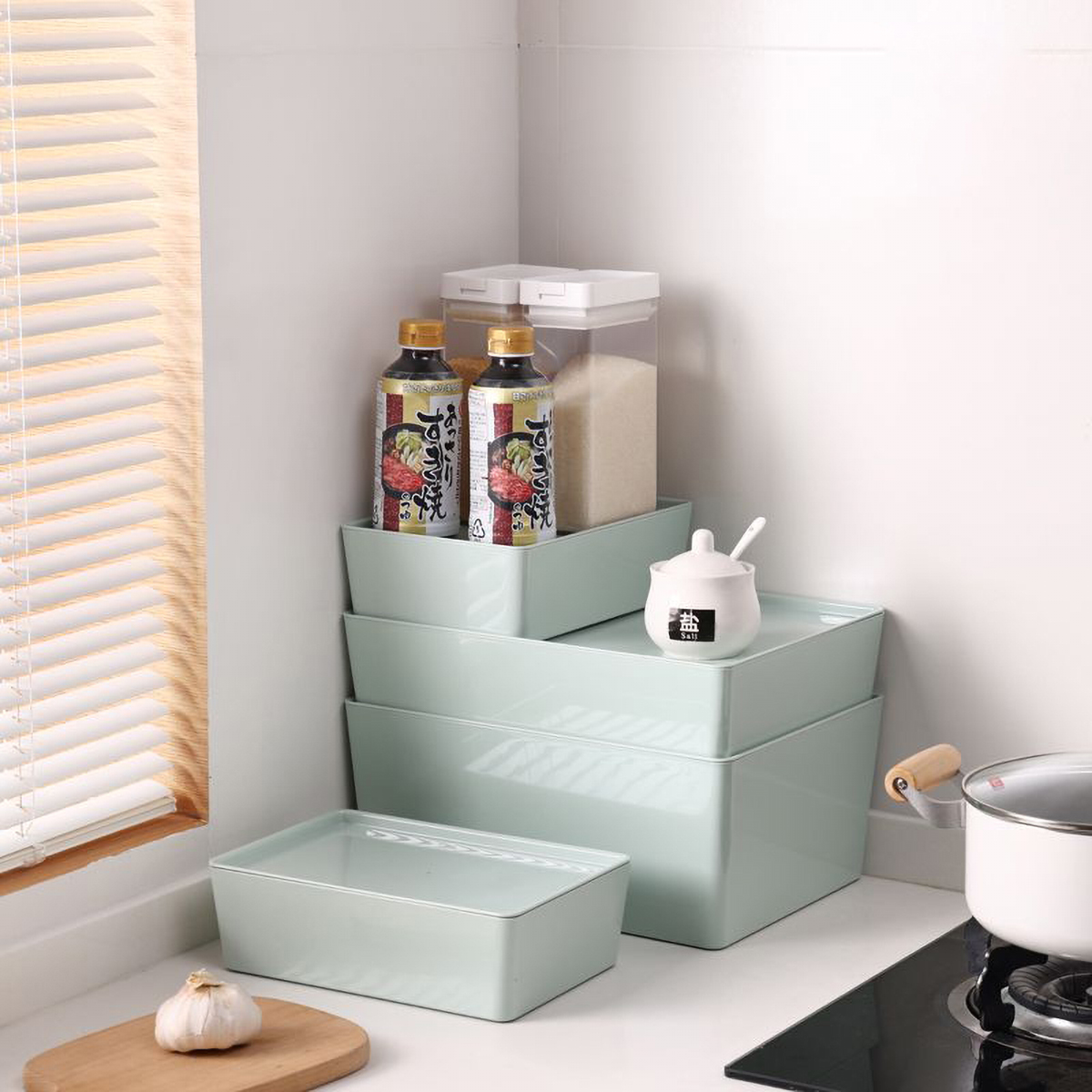 Matorino -PET Storage Box Containers for Organizing Cloths and Shoes, Plastic Storage Bins with Lid, White Stackable Storage Basket Organizer Box, Sturdy Containers Organizing Lidded Bins for Shelves, Cabinet, Desk, Pantry, Bedroom, Bathroom, Book, Toys.