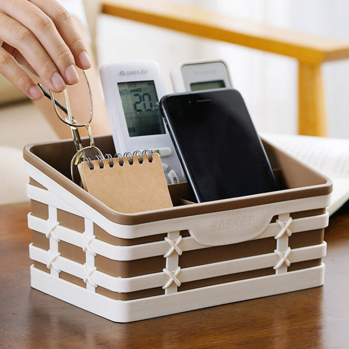 Matorino -Office Desk Organizer and Accessories with 4 Compartments, Remote Control Holder, Tissue Box, Paper Dispenser, Plastic Makeup Organizer, Pen Holder for Desktop Storage, Desk Organization for School, Home, Office Supplies.