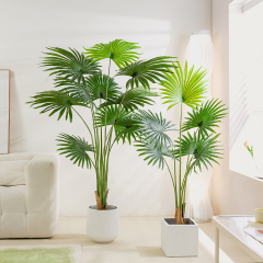Matorino -Fake Plant with Pot, Desk Bamboo Leaf Plant, Artificial Potted Faux Plants for Office Desk. Artificial Palm Plant in White Pot, Real Touch Faux Tropical Palm Tree, Houseplant for Home Indoor Living Room Tabletop Balcony Decorations.