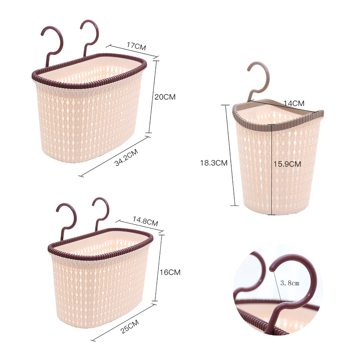 Matorino -Plastic Hanging Shower Caddy Basket,Connecting Organizer Storage Basket,with Hook,For Bathroom, Kitchen, Pantry, Balcony, Dorm Room for Clothes and Toys.