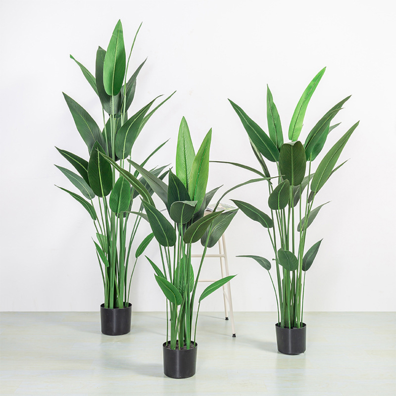 Matorino -Artificial Silk Bird of Paradise Palm Tree Potted Plant. Artificial Plants Fiddle Leaves, Faux Tropical Palm Tree, Fake Ficus Lyrata Tree with Grass in Pot, Real Touch Plastic Palm Leaves Home Indoor Outdoor Office Decor.