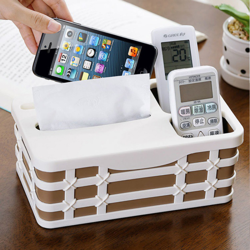 Matorino -Office Desk Organizer and Accessories with 4 Compartments, Remote Control Holder, Tissue Box, Paper Dispenser, Plastic Makeup Organizer, Pen Holder for Desktop Storage, Desk Organization for School, Home, Office Supplies.