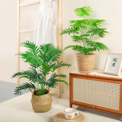 Matorino -Fake Plant with Pot, Desk Bamboo Leaf Plant, Artificial Potted Faux Plants for Office Desk. Artificial Palm Plant in White Pot, Real Touch Faux Tropical Palm Tree, Houseplant for Home Indoor Living Room Tabletop Balcony Decorations.