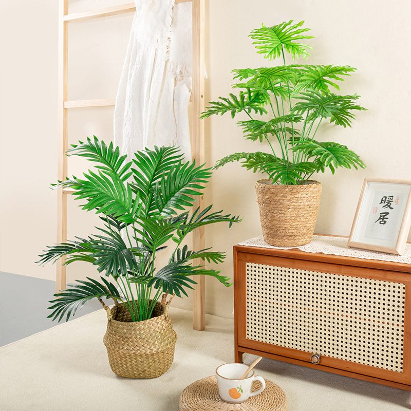 Matorino -Fake Plant with Pot, Desk Bamboo Leaf Plant, Artificial Potted Faux Plants for Office Desk. Artificial Palm Plant in White Pot, Real Touch Faux Tropical Palm Tree, Houseplant for Home Indoor Living Room Tabletop Balcony Decorations.