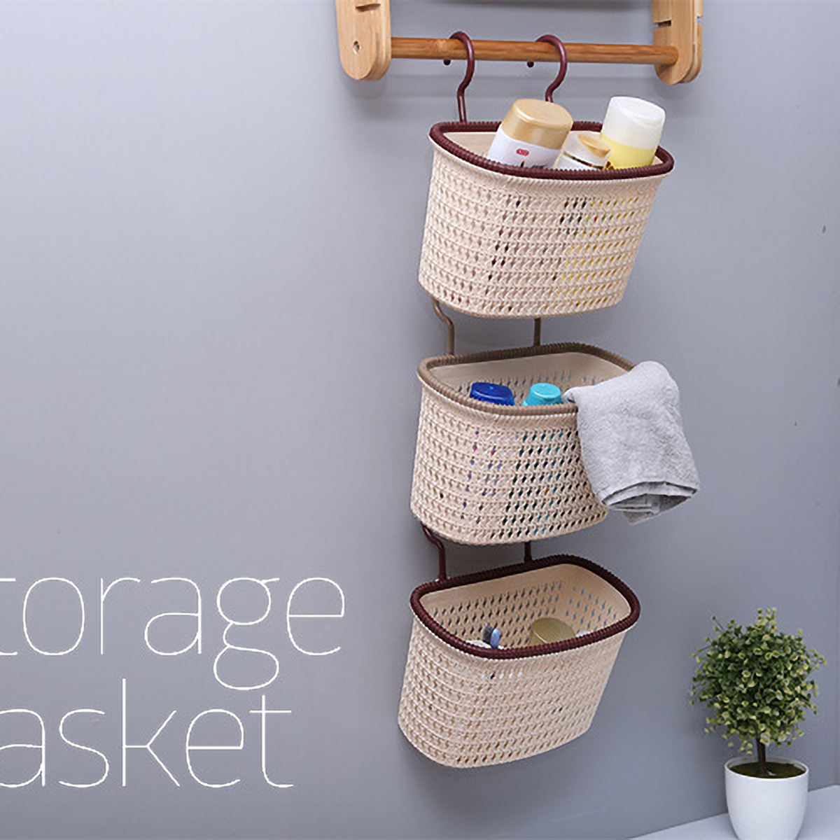 Matorino -Plastic Hanging Shower Caddy Basket,Connecting Organizer Storage Basket,with Hook,For Bathroom, Kitchen, Pantry, Balcony, Dorm Room for Clothes and Toys.