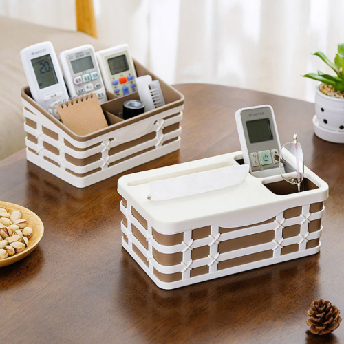 Matorino -Office Desk Organizer and Accessories with 4 Compartments, Remote Control Holder, Tissue Box, Paper Dispenser, Plastic Makeup Organizer, Pen Holder for Desktop Storage, Desk Organization for School, Home, Office Supplies.