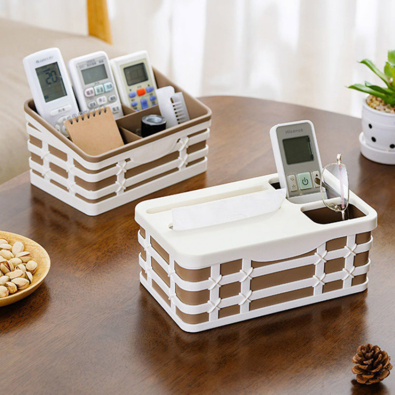 Matorino -Office Desk Organizer and Accessories with 4 Compartments, Remote Control Holder, Tissue Box, Paper Dispenser, Plastic Makeup Organizer, Pen Holder for Desktop Storage, Desk Organization for School, Home, Office Supplies.