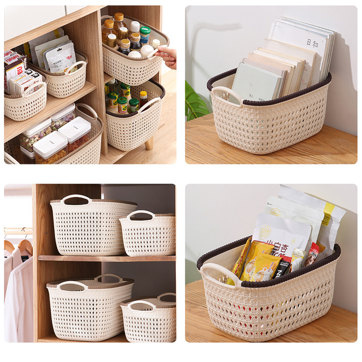 Matorino -Plastic Storage Basket, Perfect Kitchen Organization, Pantry Storage, Cabinet Organizers. Open Storage Bin for Snak, Toys, Clothes and Books. Organize Closets, Cabinets, Pantry, Shelving and Countertop Space.