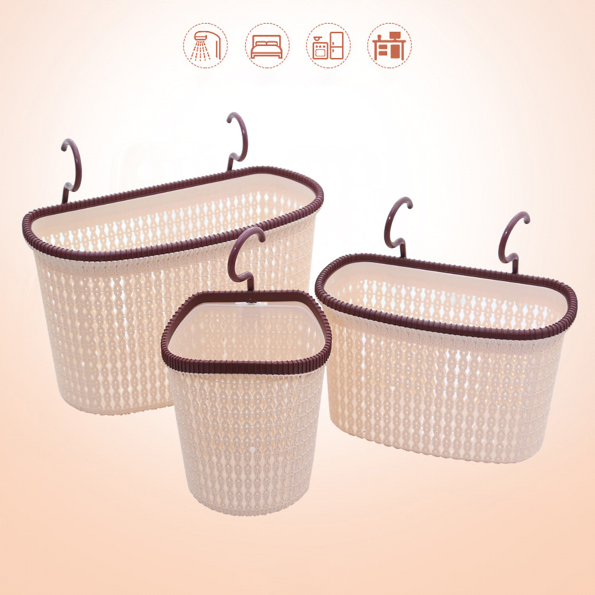 Matorino -Plastic Hanging Shower Caddy Basket,Connecting Organizer Storage Basket,with Hook,For Bathroom, Kitchen, Pantry, Balcony, Dorm Room for Clothes and Toys.