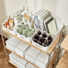Matorino -PET Storage Organizer Box with Handle and Lids, Pull Stackable Box and Nestable Box, Storage Box Containers for Organizing Cloths and Shoes, White Plastic Storage Bin Tote Organizing File Box, for Pantry Organization.