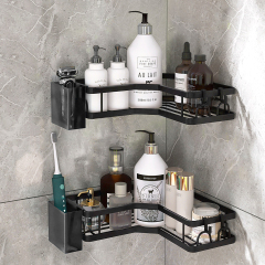 Matorino -Corner Shower Caddy, Adhesive Shower Organizer Shelves, Shower Storage,Large Capacity Anti-Rust Shower Shelf, Stainless Steel Bathroom Shower Storage Rack with Hooks&Toothpaste Holder for Bathroom, Dorm and Kitchen.