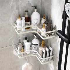 Matorino -Corner Shower Caddy, Adhesive Shower Organizer Shelves, Shower Storage,Large Capacity Anti-Rust Shower Shelf, Stainless Steel Bathroom Shower Storage Rack with Hooks&Toothpaste Holder for Bathroom, Dorm and Kitchen.