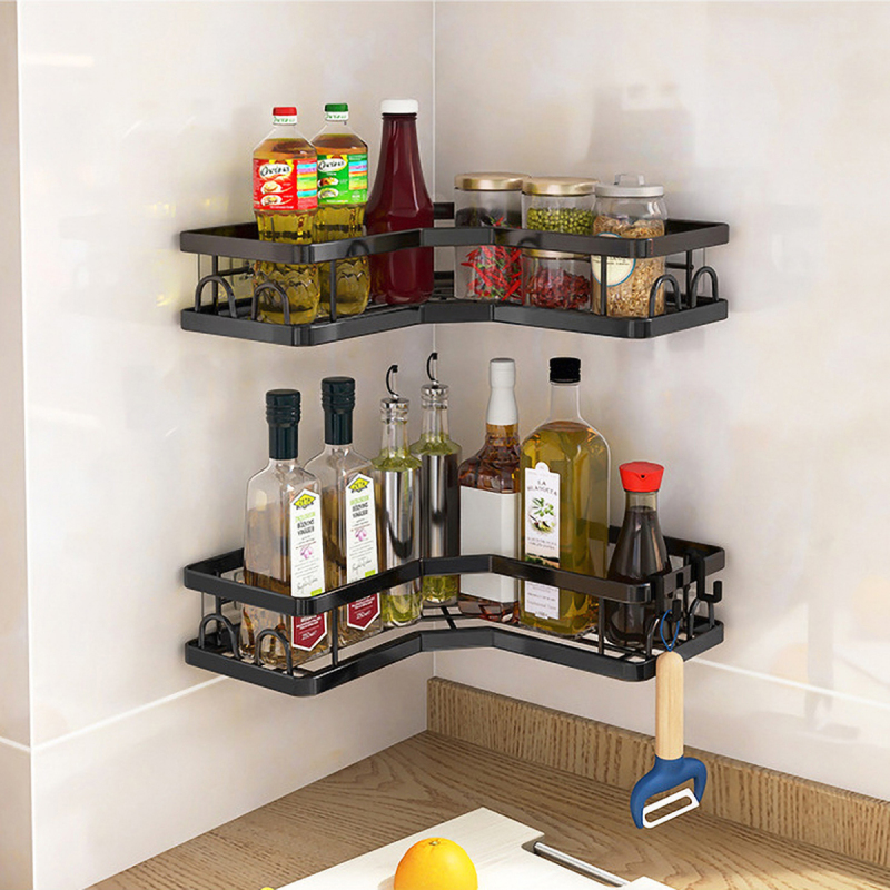Matorino -Corner Shower Caddy, Adhesive Shower Organizer Shelves, Shower Storage,Large Capacity Anti-Rust Shower Shelf, Stainless Steel Bathroom Shower Storage Rack with Hooks&Toothpaste Holder for Bathroom, Dorm and Kitchen.