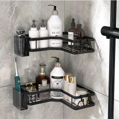 Matorino -Corner Shower Caddy, Adhesive Shower Organizer Shelves, Shower Storage,Large Capacity Anti-Rust Shower Shelf, Stainless Steel Bathroom Shower Storage Rack with Hooks&Toothpaste Holder for Bathroom, Dorm and Kitchen.