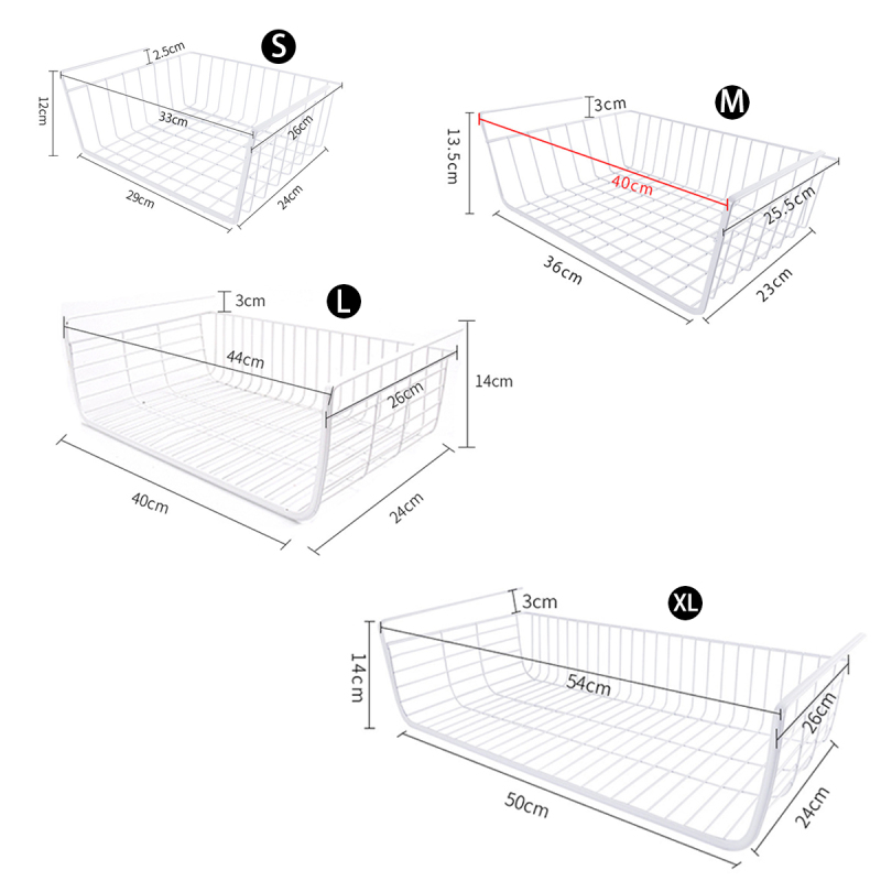 Matorino -Storage Basket Under Shelf, Wire Basket Household Metal Under Shelf, Hanging Storage Bin Basket Slides Under Shelves for Storage Space Saving for Kitchen Pantry Bookshelf Cabinet.