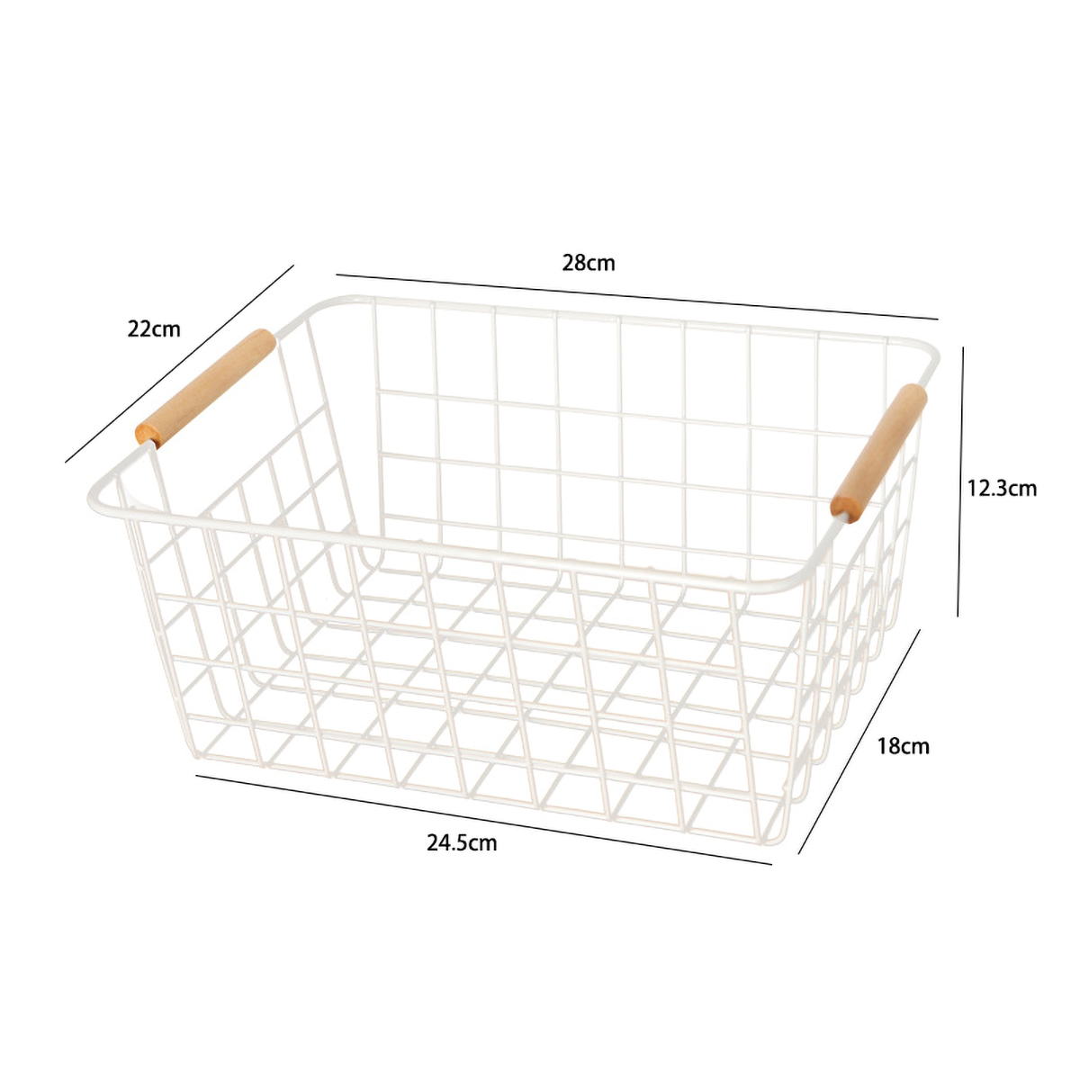 Matorino -Wire Storage Baskets for Organizing with Wood Handle, Pantry Organization Bins Cabinets - Metal Basket suitable for Kitchen, Laundry, Garage, Fridge, Bathroom Countertop Organizer.