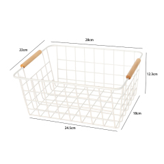 Matorino -Wire Storage Baskets for Organizing with Wood Handle, Pantry Organization Bins Cabinets - Metal Basket suitable for Kitchen, Laundry, Garage, Fridge, Bathroom Countertop Organizer.