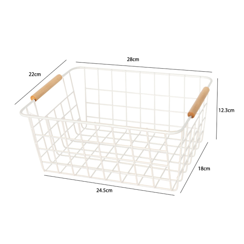 Matorino -Wire Storage Baskets for Organizing with Wood Handle, Pantry Organization Bins Cabinets - Metal Basket suitable for Kitchen, Laundry, Garage, Fridge, Bathroom Countertop Organizer.