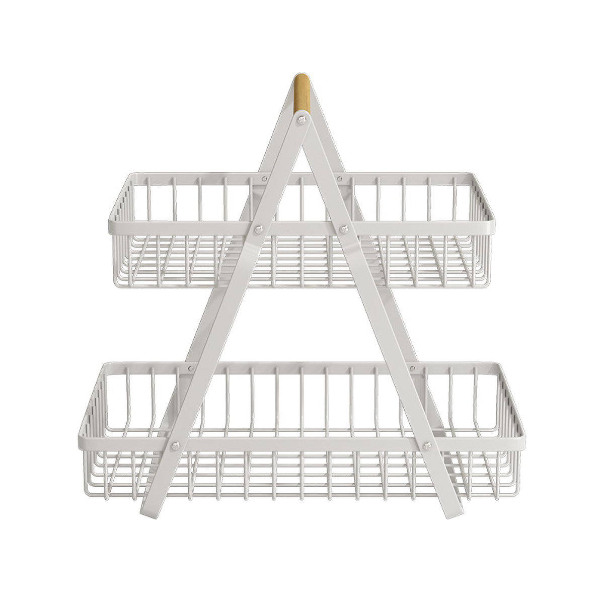 Matorino -2 Tier Countertop Fruit Basket,Portable Fruit Bowle Basket for Kitchen Organizer Storage & Dining Room Fruits Vegetable Bread Snacks, Detachable Metal Rectangle Basket Storage.