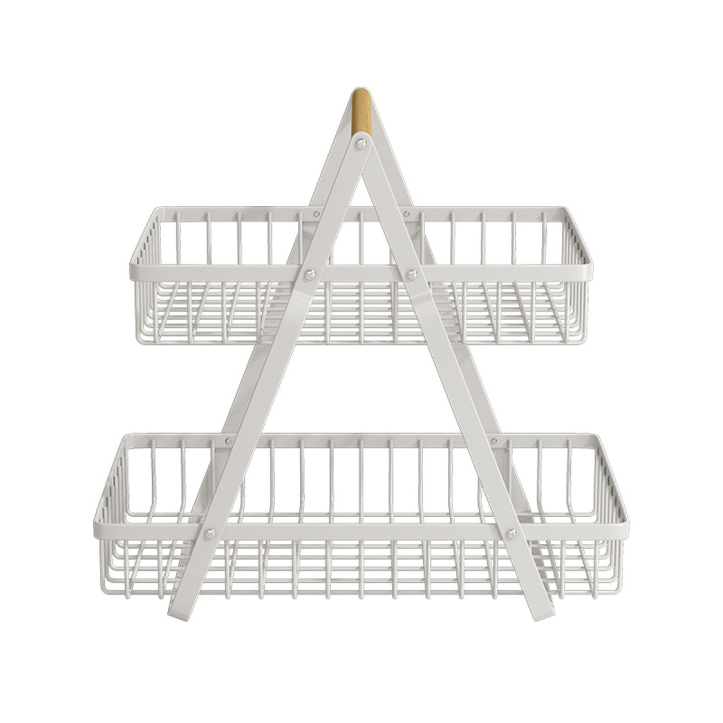 Matorino -2 Tier Countertop Fruit Basket,Portable Fruit Bowle Basket for Kitchen Organizer Storage & Dining Room Fruits Vegetable Bread Snacks, Detachable Metal Rectangle Basket Storage.