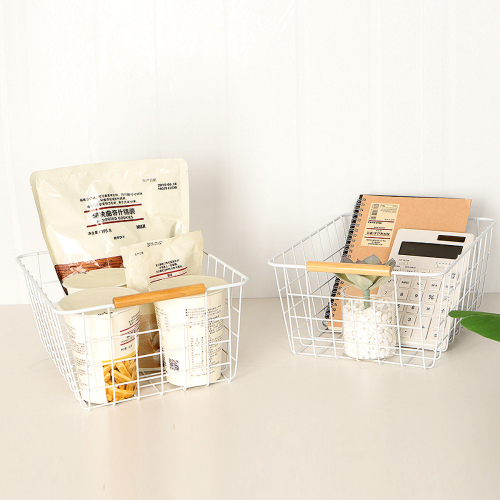 Matorino -Wire Storage Baskets for Organizing with Wood Handle, Pantry Organization Bins Cabinets - Metal Basket suitable for Kitchen, Laundry, Garage, Fridge, Bathroom Countertop Organizer.