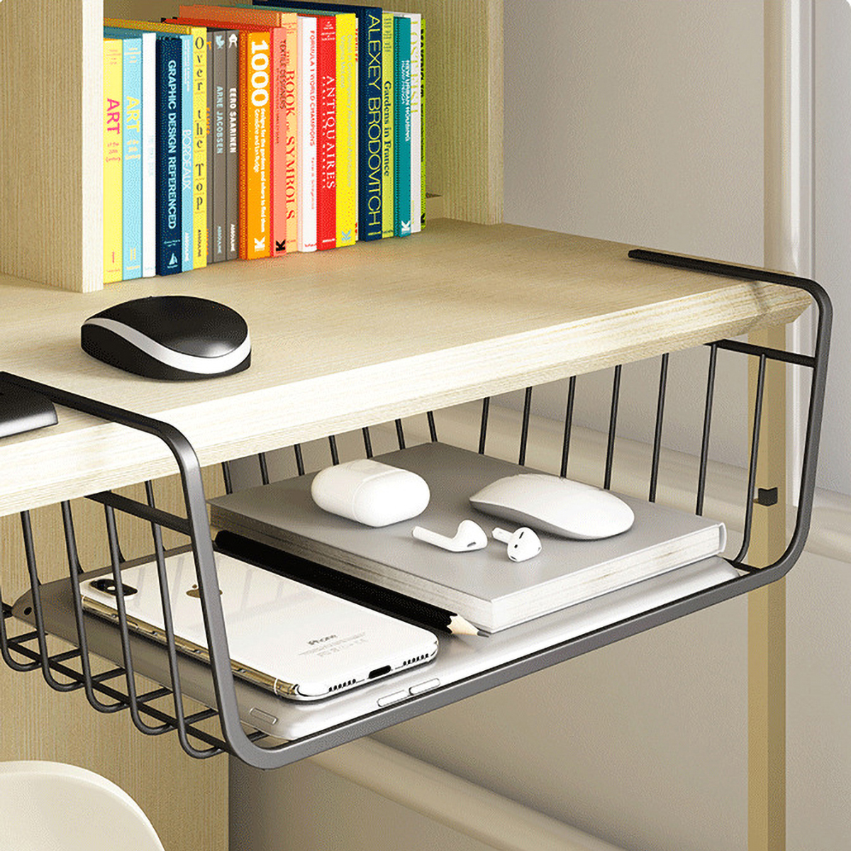 Matorino -Storage Basket Under Shelf, Wire Basket Household Metal Under Shelf, Hanging Storage Bin Basket Slides Under Shelves for Storage Space Saving for Kitchen Pantry Bookshelf Cabinet.
