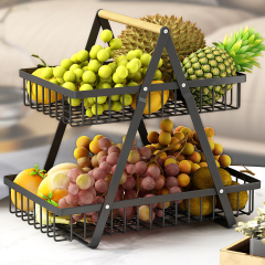 Matorino -2 Tier Countertop Fruit Basket,Portable Fruit Bowle Basket for Kitchen Organizer Storage & Dining Room Fruits Vegetable Bread Snacks, Detachable Metal Rectangle Basket Storage.