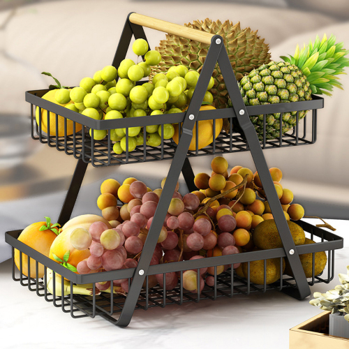 Matorino -2 Tier Countertop Fruit Basket,Portable Fruit Bowle Basket for Kitchen Organizer Storage &amp; Dining Room Fruits Vegetable Bread Snacks, Detachable Metal Rectangle Basket Storage.