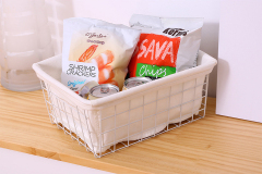 Matorino -Wire Storage Baskets for Freezer Organizer Bins, Metal Food Storage Organizer, Household Refrigerator Bin with Built-in Handles for Cabinets, Pantry with Inside Cotton Bag.