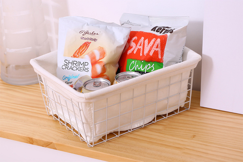 Matorino -Wire Storage Baskets for Freezer Organizer Bins, Metal Food Storage Organizer, Household Refrigerator Bin with Built-in Handles for Cabinets, Pantry with Inside Cotton Bag.