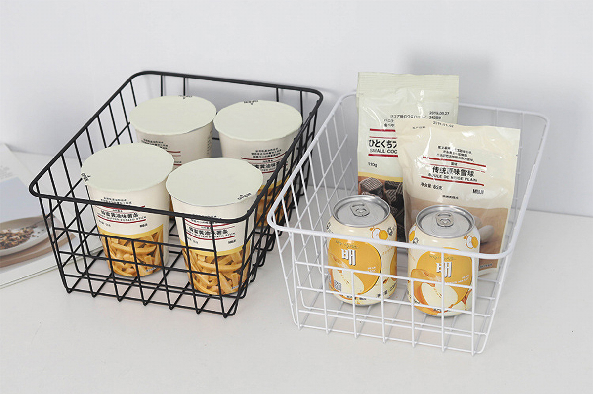 Matorino -Wire Storage Baskets for Freezer Organizer Bins, Metal Food Storage Organizer, Household Refrigerator Bin with Built-in Handles for Cabinets, Pantry with Inside Cotton Bag.