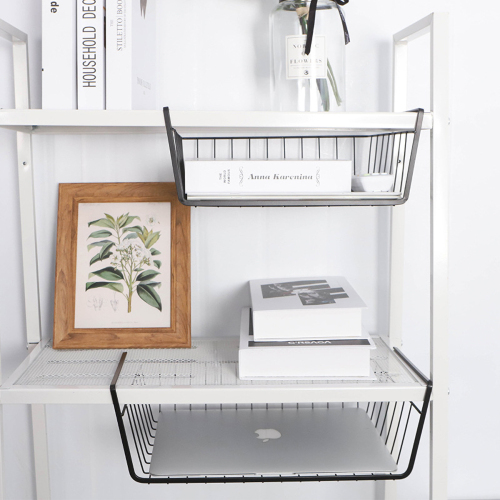 Matorino -Storage Basket Under Shelf, Wire Basket Household Metal Under Shelf, Hanging Storage Bin Basket Slides Under Shelves for Storage Space Saving for Kitchen Pantry Bookshelf Cabinet.