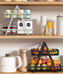 Matorino -2 Tier Countertop Fruit Basket,Portable Fruit Bowle Basket for Kitchen Organizer Storage & Dining Room Fruits Vegetable Bread Snacks, Detachable Metal Rectangle Basket Storage.