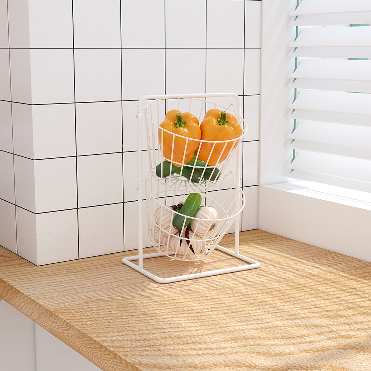Matorino -2 Tier and 3 Tier Iron Fruit Basket Fruit Bowl for Kitchen Counter,Bread,Fruit and Vegetable Holder Storage Basket,Wire Hanging Basket stand for Kitchen Organizer.