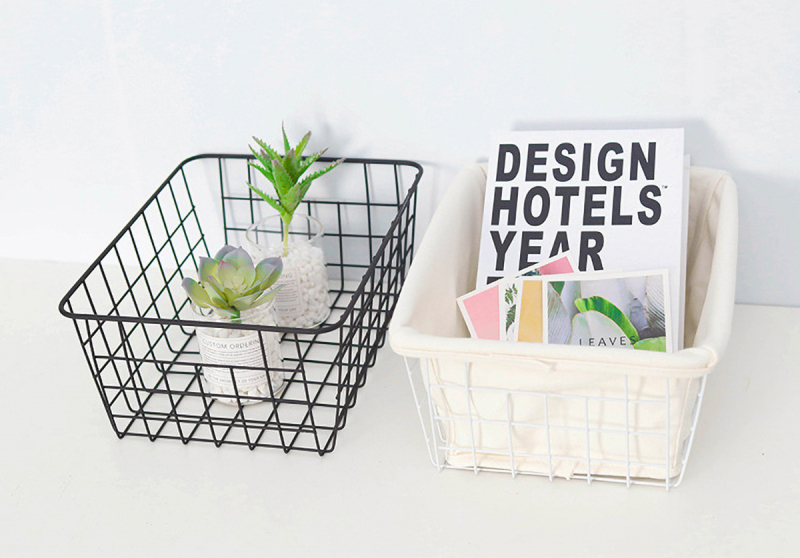 Matorino -Wire Storage Baskets for Freezer Organizer Bins, Metal Food Storage Organizer, Household Refrigerator Bin with Built-in Handles for Cabinets, Pantry with Inside Cotton Bag.