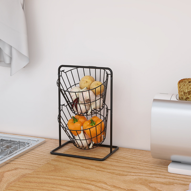 Matorino -2 Tier and 3 Tier Iron Fruit Basket Fruit Bowl for Kitchen Counter,Bread,Fruit and Vegetable Holder Storage Basket,Wire Hanging Basket stand for Kitchen Organizer.