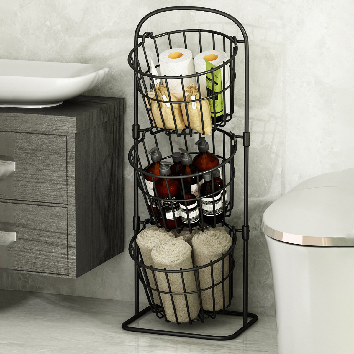 Matorino -2 Tier and 3 Tier Iron Fruit Basket Fruit Bowl for Kitchen Counter,Bread,Fruit and Vegetable Holder Storage Basket,Wire Hanging Basket stand for Kitchen Organizer.