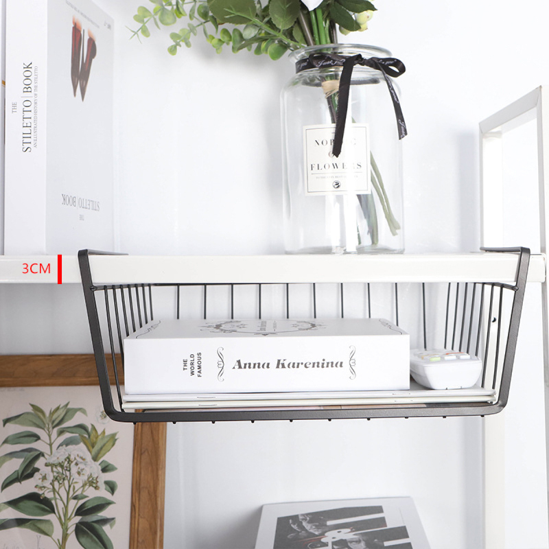 Matorino -Storage Basket Under Shelf, Wire Basket Household Metal Under Shelf, Hanging Storage Bin Basket Slides Under Shelves for Storage Space Saving for Kitchen Pantry Bookshelf Cabinet.