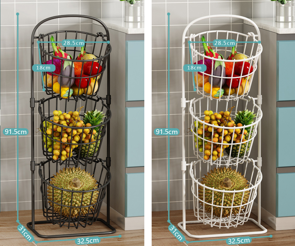 Matorino -2 Tier and 3 Tier Iron Fruit Basket Fruit Bowl for Kitchen Counter,Bread,Fruit and Vegetable Holder Storage Basket,Wire Hanging Basket stand for Kitchen Organizer.
