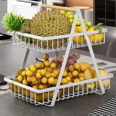 Matorino -2 Tier Countertop Fruit Basket,Portable Fruit Bowle Basket for Kitchen Organizer Storage & Dining Room Fruits Vegetable Bread Snacks, Detachable Metal Rectangle Basket Storage.