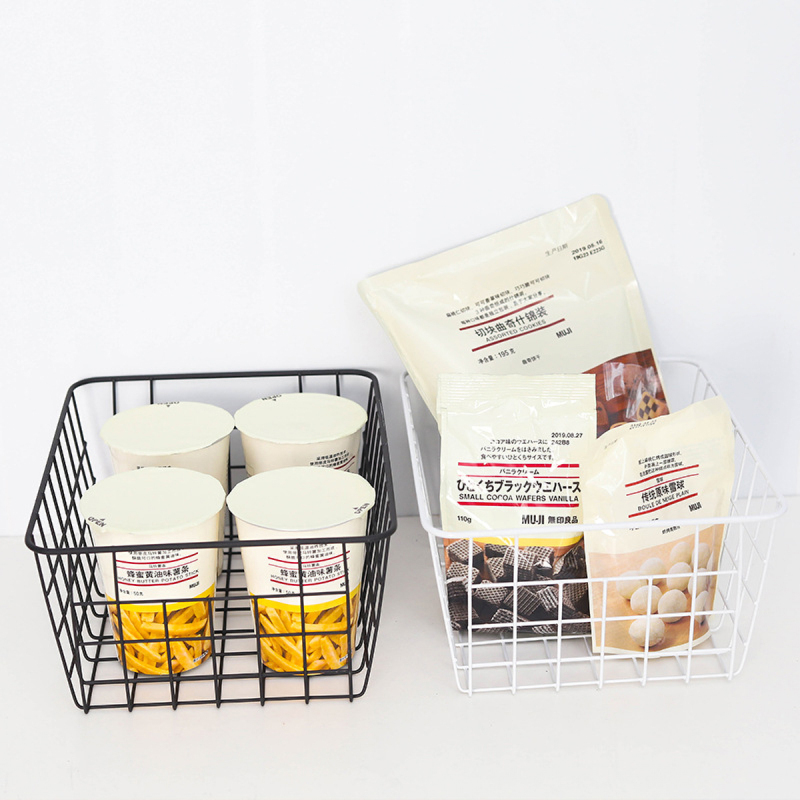 Matorino -Wire Storage Baskets for Freezer Organizer Bins, Metal Food Storage Organizer, Household Refrigerator Bin with Built-in Handles for Cabinets, Pantry with Inside Cotton Bag.