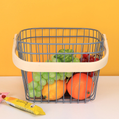 Matorino -Metal Wire Steel Basket, Storage Organizer Basket Multi-functional, Hanging Kitchen Baskets, Fruit Basket Bin with Bamboo Handle, for Kitchen Bathroom Picnic Shopping Decor Cabinet Home.