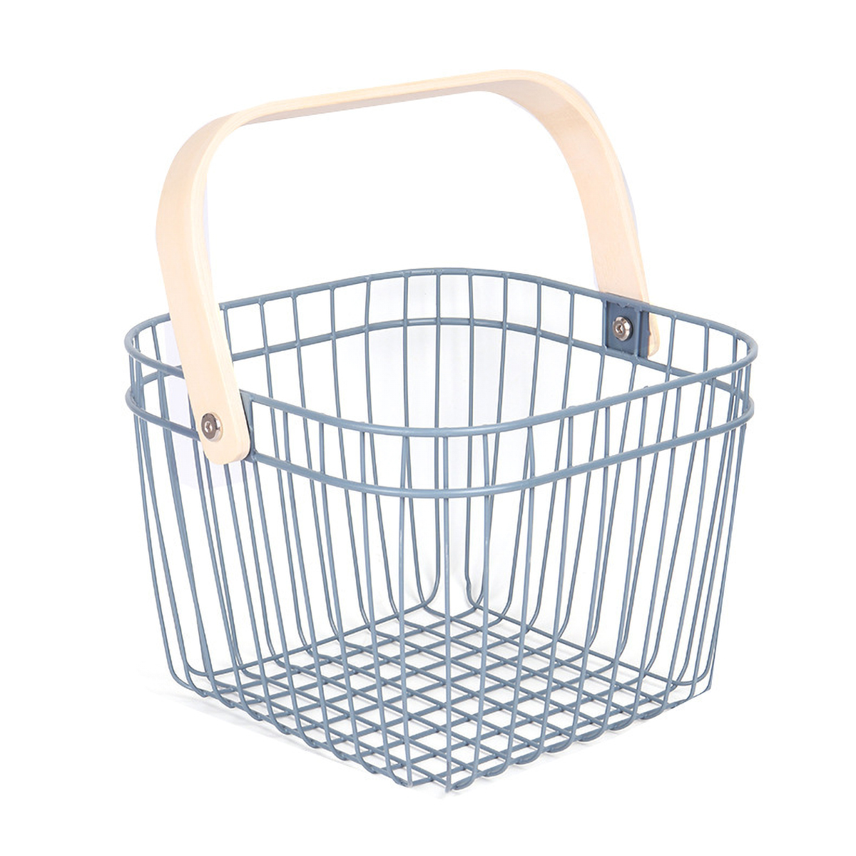 Matorino -Metal Wire Steel Basket, Storage Organizer Basket Multi-functional, Hanging Kitchen Baskets, Fruit Basket Bin with Bamboo Handle, for Kitchen Bathroom Picnic Shopping Decor Cabinet Home.