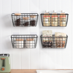 Matorino -Portable Metal Farmhouse Wall Decor Storage Organizer , Basket Bin with Handles and Floating Shelves, for Hanging in Bathroom,Kitchen,Office-Wall Mount Hooks Included.