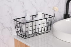 Matorino -Portable Metal Farmhouse Wall Decor Storage Organizer , Basket Bin with Handles and Floating Shelves, for Hanging in Bathroom,Kitchen,Office-Wall Mount Hooks Included.