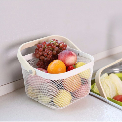 Matorino -Metal Mesh Steel Baskets with Wood Handle, Fruit Vegetable Wire Storage Organizer Bins for Kitchen Bathroom Pantry Organization, Garden, Picnic.