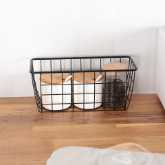 Matorino -Portable Metal Farmhouse Wall Decor Storage Organizer , Basket Bin with Handles and Floating Shelves, for Hanging in Bathroom,Kitchen,Office-Wall Mount Hooks Included.