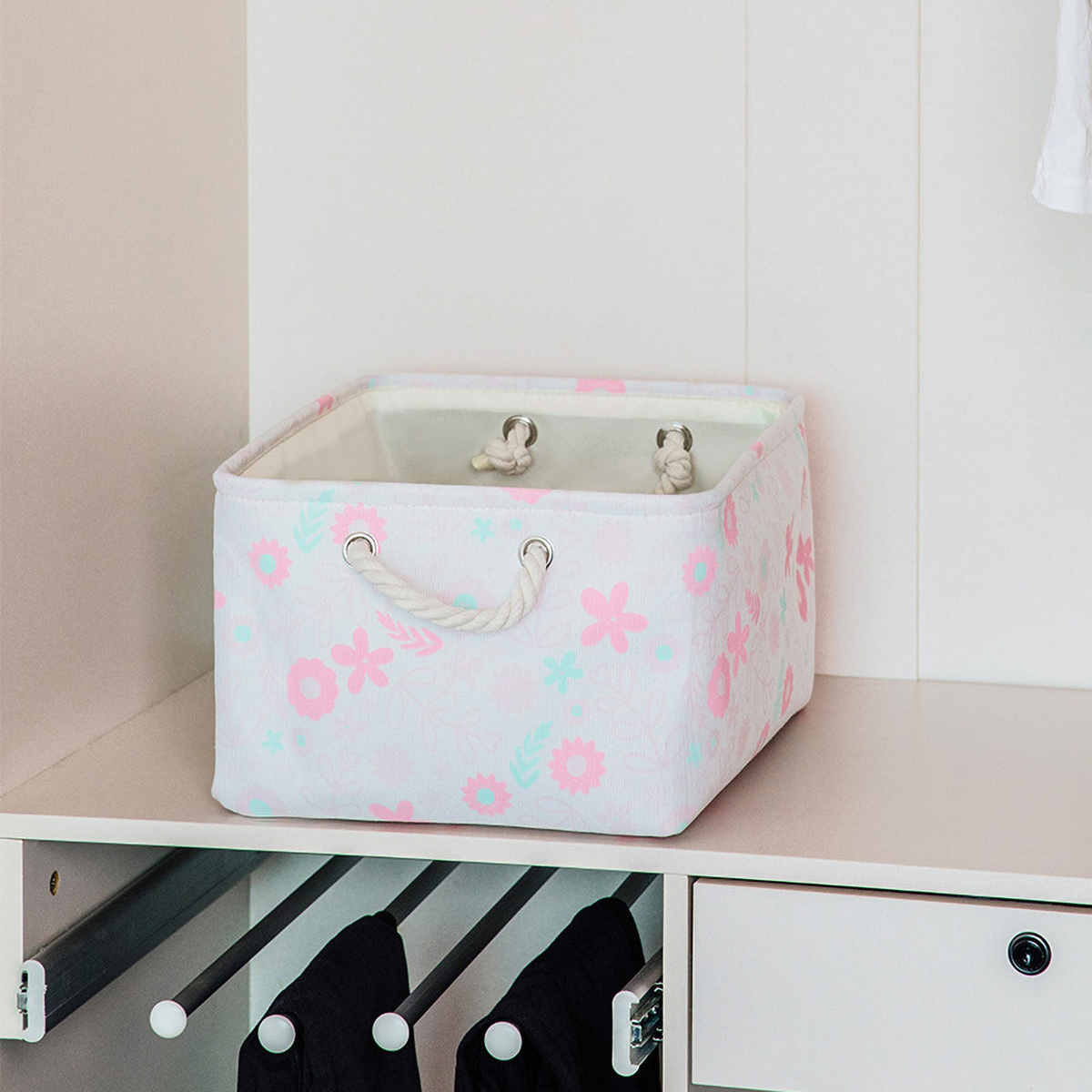Matorino -Colorful Cute Fabric Storage Bins for Organizing, Foldable Closet Storage Boxes for Shelves, Clothes Baskets with Cotton Rope Handles